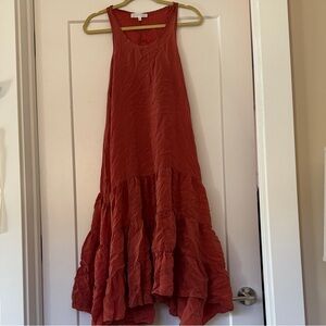 ANTHROPOLOGIE Orange Flowy Sleeveless Dress